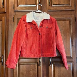 Blood orange corduroy fur jacket